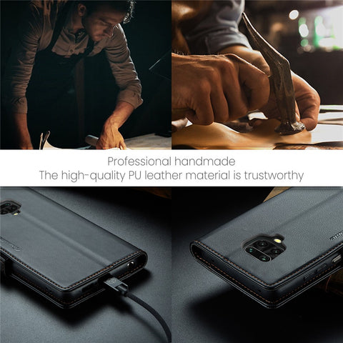 For Xiaomi Redmi Note 9S 4G / Note 9 Pro 4G / Note 9 Pro Max Leather Case CASEME 023 RFID Blocking 3 Card Slot Mobile Cover