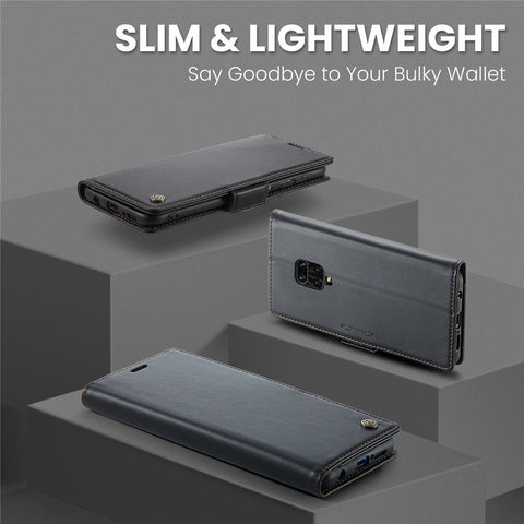 For Xiaomi Redmi Note 9S 4G / Note 9 Pro 4G / Note 9 Pro Max Leather Case CASEME 023 RFID Blocking 3 Card Slot Mobile Cover