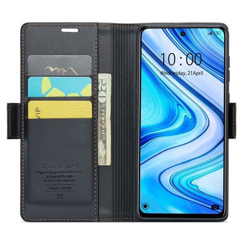 For Xiaomi Redmi Note 9S 4G / Note 9 Pro 4G / Note 9 Pro Max Leather Case CASEME 023 RFID Blocking 3 Card Slot Mobile Cover