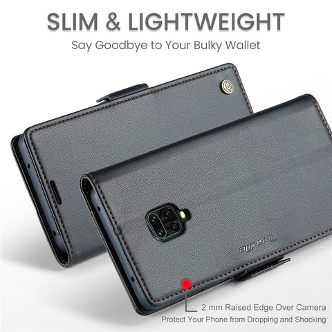 For Xiaomi Redmi Note 9S 4G / Note 9 Pro 4G / Note 9 Pro Max Leather Case CASEME 023 RFID Blocking 3 Card Slot Mobile Cover