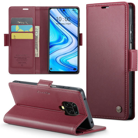 For Xiaomi Redmi Note 9S 4G / Note 9 Pro 4G / Note 9 Pro Max Leather Case CASEME 023 RFID Blocking 3 Card Slot Mobile Cover