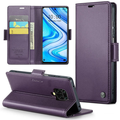 For Xiaomi Redmi Note 9S 4G / Note 9 Pro 4G / Note 9 Pro Max Leather Case CASEME 023 RFID Blocking 3 Card Slot Mobile Cover
