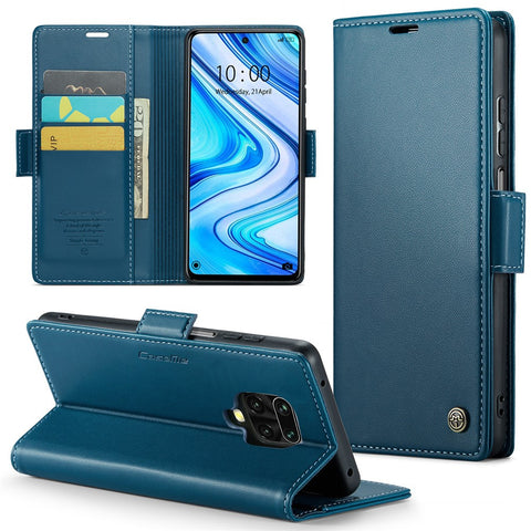 For Xiaomi Redmi Note 9S 4G / Note 9 Pro 4G / Note 9 Pro Max Leather Case CASEME 023 RFID Blocking 3 Card Slot Mobile Cover