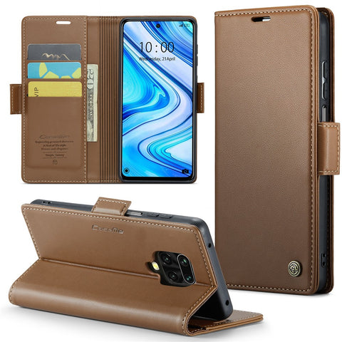 For Xiaomi Redmi Note 9S 4G / Note 9 Pro 4G / Note 9 Pro Max Leather Case CASEME 023 RFID Blocking 3 Card Slot Mobile Cover