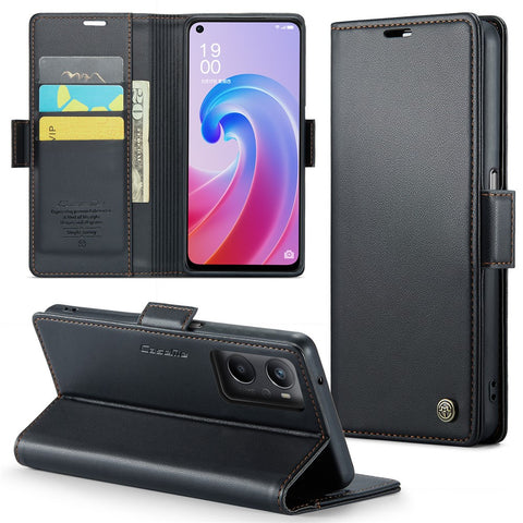 For Oppo A96 4G / A36 / A76 / K10 4G / Realme 9i 4G Leather Case CASEME 023 RFID Blocking 3 Card Slot Mobile Cover