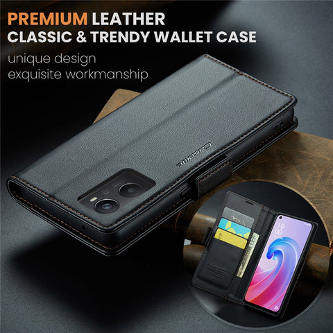 For Oppo A96 4G / A36 / A76 / K10 4G / Realme 9i 4G Leather Case CASEME 023 RFID Blocking 3 Card Slot Mobile Cover