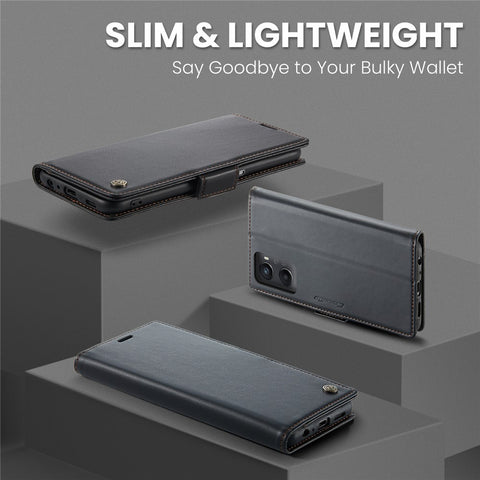 For Oppo A96 4G / A36 / A76 / K10 4G / Realme 9i 4G Leather Case CASEME 023 RFID Blocking 3 Card Slot Mobile Cover
