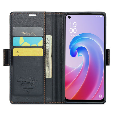For Oppo A96 4G / A36 / A76 / K10 4G / Realme 9i 4G Leather Case CASEME 023 RFID Blocking 3 Card Slot Mobile Cover