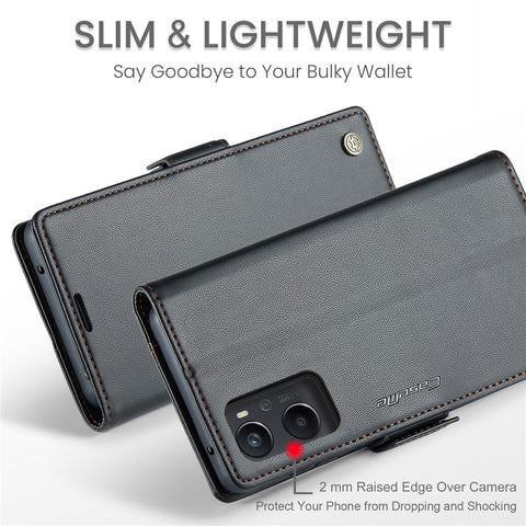 For Oppo A96 4G / A36 / A76 / K10 4G / Realme 9i 4G Leather Case CASEME 023 RFID Blocking 3 Card Slot Mobile Cover