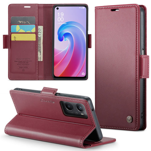 For Oppo A96 4G / A36 / A76 / K10 4G / Realme 9i 4G Leather Case CASEME 023 RFID Blocking 3 Card Slot Mobile Cover