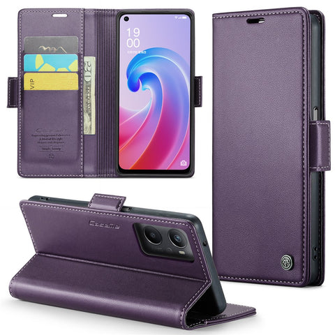 For Oppo A96 4G / A36 / A76 / K10 4G / Realme 9i 4G Leather Case CASEME 023 RFID Blocking 3 Card Slot Mobile Cover