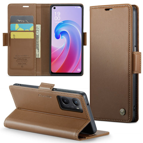 For Oppo A96 4G / A36 / A76 / K10 4G / Realme 9i 4G Leather Case CASEME 023 RFID Blocking 3 Card Slot Mobile Cover