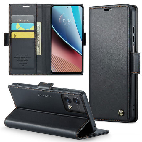 For Motorola Moto G Stylus 5G (2023) Leather Case CASEME 023 RFID Blocking 3 Card Slot Mobile Cover