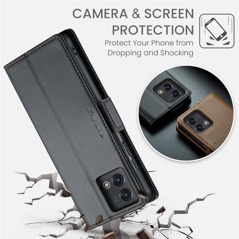 For Motorola Moto G Stylus 5G (2023) Leather Case CASEME 023 RFID Blocking 3 Card Slot Mobile Cover