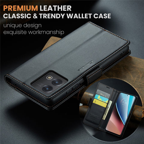 For Motorola Moto G Stylus 5G (2023) Leather Case CASEME 023 RFID Blocking 3 Card Slot Mobile Cover