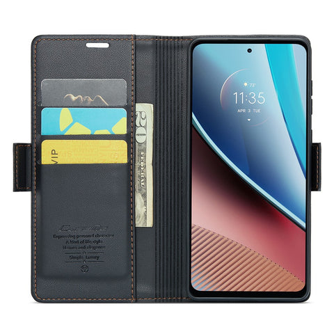 For Motorola Moto G Stylus 5G (2023) Leather Case CASEME 023 RFID Blocking 3 Card Slot Mobile Cover