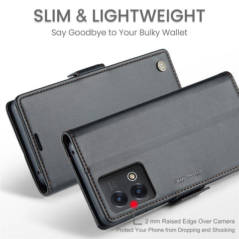 For Motorola Moto G Stylus 5G (2023) Leather Case CASEME 023 RFID Blocking 3 Card Slot Mobile Cover