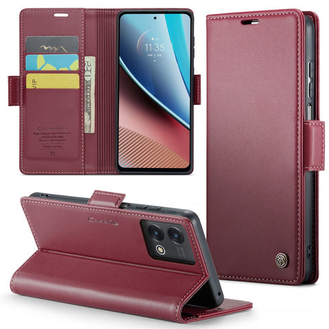 For Motorola Moto G Stylus 5G (2023) Leather Case CASEME 023 RFID Blocking 3 Card Slot Mobile Cover