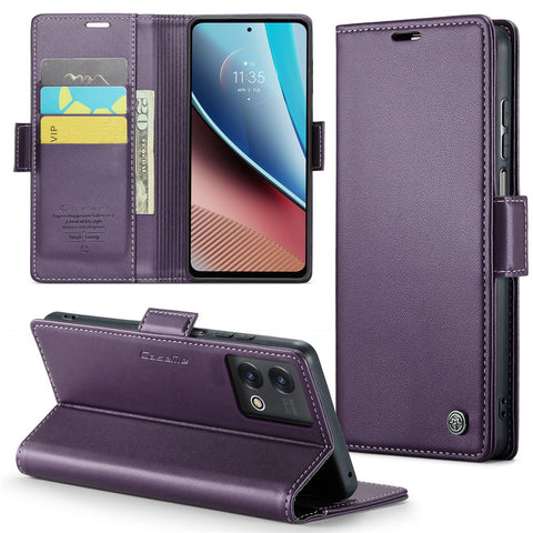 For Motorola Moto G Stylus 5G (2023) Leather Case CASEME 023 RFID Blocking 3 Card Slot Mobile Cover
