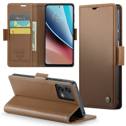 For Motorola Moto G Stylus 5G (2023) Leather Case CASEME 023 RFID Blocking 3 Card Slot Mobile Cover
