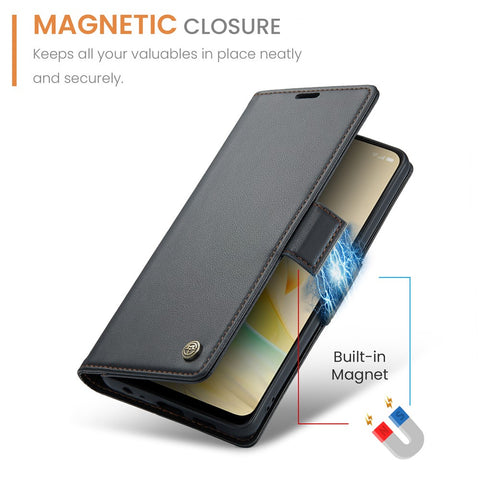 For Oppo Reno8 T 4G Leather Case CASEME 023 RFID Blocking 3 Card Slot Mobile Cover