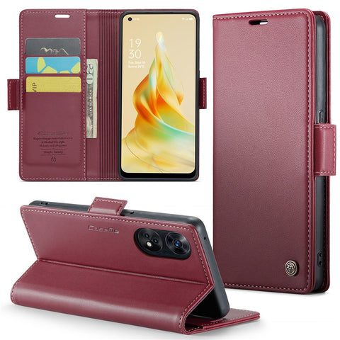 For Oppo Reno8 T 4G Leather Case CASEME 023 RFID Blocking 3 Card Slot Mobile Cover