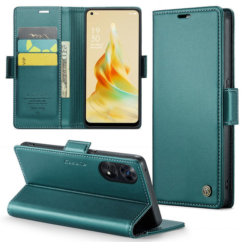 For Oppo Reno8 T 4G Leather Case CASEME 023 RFID Blocking 3 Card Slot Mobile Cover