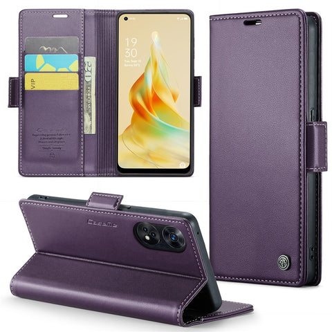 For Oppo Reno8 T 4G Leather Case CASEME 023 RFID Blocking 3 Card Slot Mobile Cover