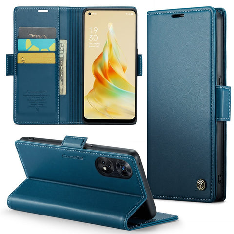 For Oppo Reno8 T 4G Leather Case CASEME 023 RFID Blocking 3 Card Slot Mobile Cover