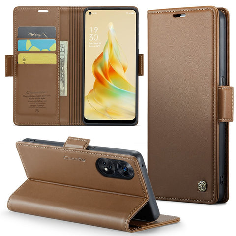 For Oppo Reno8 T 4G Leather Case CASEME 023 RFID Blocking 3 Card Slot Mobile Cover