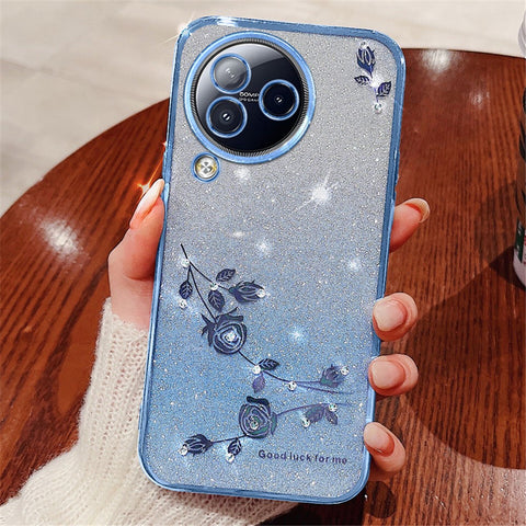 KADEM For Xiaomi Civi 3 5G Rhinestone Flower TPU Phone Cover Glitter Gradient Protective Case