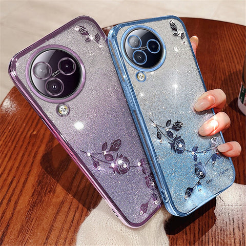 KADEM For Xiaomi Civi 3 5G Rhinestone Flower TPU Phone Cover Glitter Gradient Protective Case