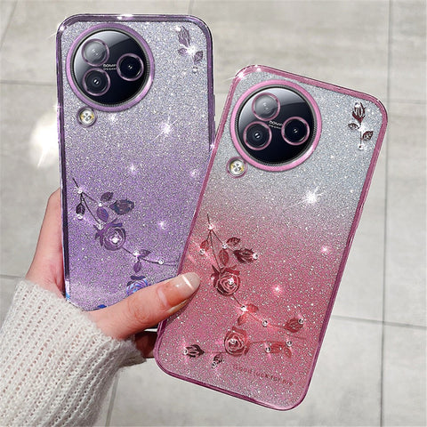 KADEM For Xiaomi Civi 3 5G Rhinestone Flower TPU Phone Cover Glitter Gradient Protective Case