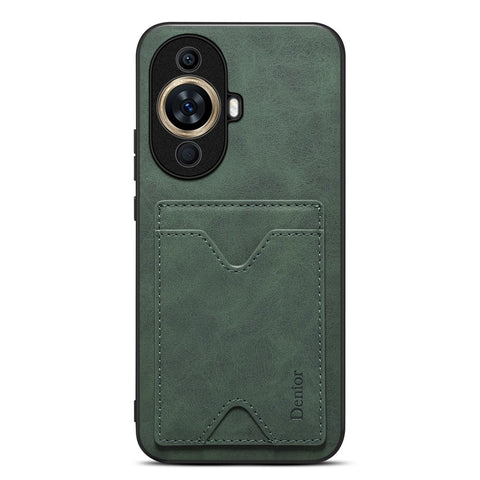 DENIOR For Huawei nova 11 Pro / 11 Ultra Kickstand Card Holder PU Leather Coated TPU Cover Phone Case