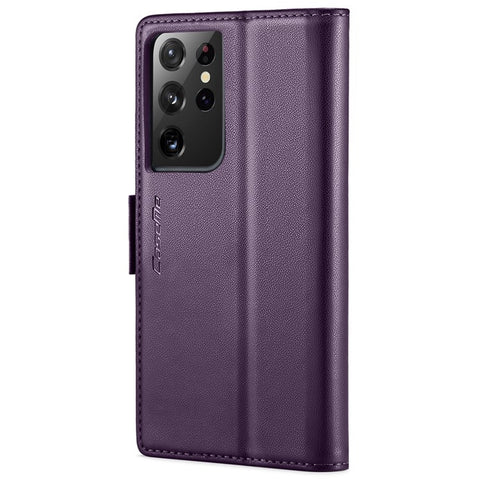 For Samsung Galaxy S21 Ultra 5G Leather Case CASEME 023 RFID Blocking 3 Card Slot Mobile Cover
