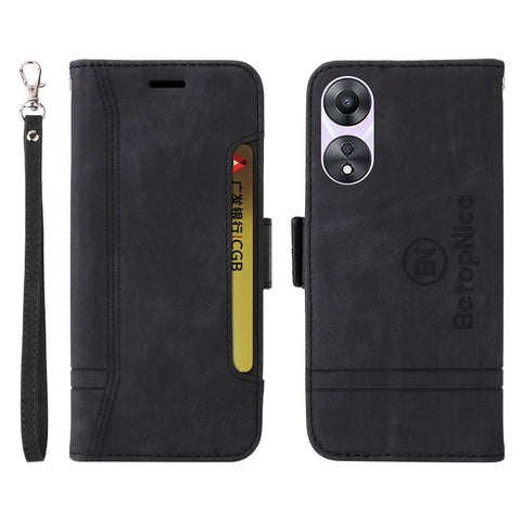 BETOPNICE 001 For Oppo A58 5G / A78 5G PU Leather Flip Cover Stitching Imprinted Wallet Phone Case