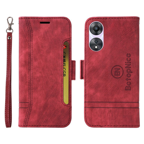 BETOPNICE 001 For Oppo A58 5G / A78 5G PU Leather Flip Cover Stitching Imprinted Wallet Phone Case