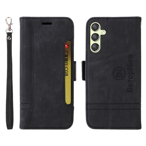 BETOPNICE 001 For Samsung Galaxy M14 / F14 5G Imprinted Line Wallet Stand Cover PU Leather Phone Case