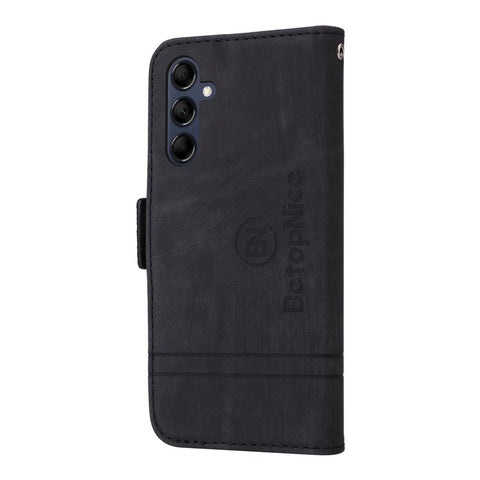 BETOPNICE 001 For Samsung Galaxy M14 / F14 5G Imprinted Line Wallet Stand Cover PU Leather Phone Case