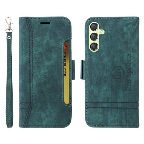 BETOPNICE 001 For Samsung Galaxy M14 / F14 5G Imprinted Line Wallet Stand Cover PU Leather Phone Case