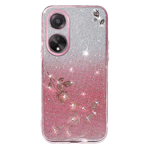 KADEM Glitter Phone Cover for Oppo A98 5G Rhinestone Flower TPU Gradient Back Case