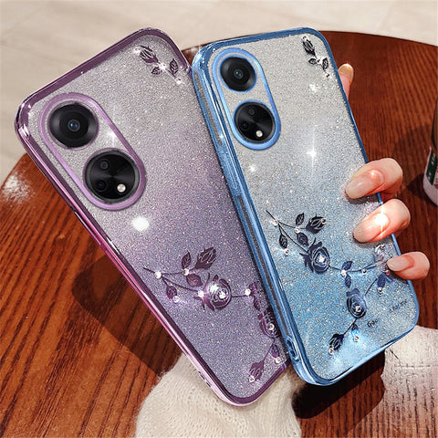 KADEM For Oppo A98 5G Phone Case Glitter Rhinestone Gradient TPU Cover with Carrying Strap