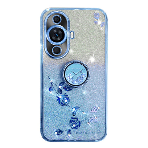 KADEM For Huawei nova 11 / nova 12s 4G / nova 12 Lite 4G Rhinestone Flower Ring Kickstand Cover Glitter TPU Anti-scratch Phone Case