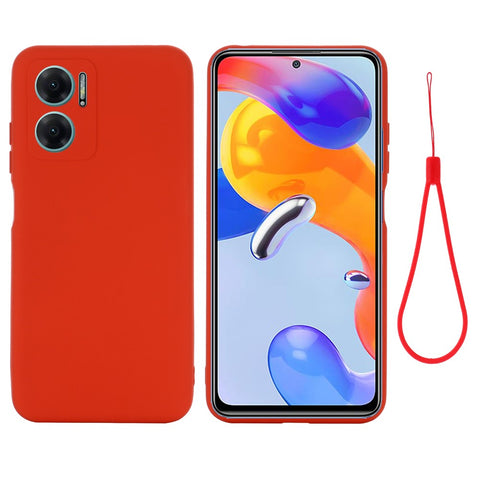 For Xiaomi Redmi 11 Prime 5G Liquid Silicone Soft Lining Phone Case Shockproof Phone Cover with Strap