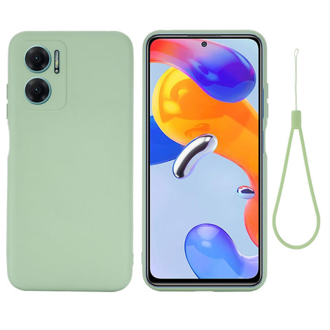 For Xiaomi Redmi 11 Prime 5G Liquid Silicone Soft Lining Phone Case Shockproof Phone Cover with Strap