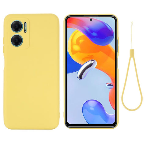 For Xiaomi Redmi 11 Prime 5G Liquid Silicone Soft Lining Phone Case Shockproof Phone Cover with Strap