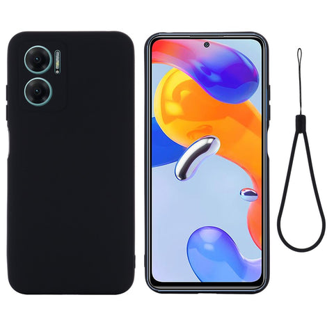 For Xiaomi Redmi 11 Prime 5G Liquid Silicone Soft Lining Phone Case Shockproof Phone Cover with Strap