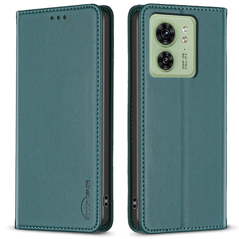 BINFEN COLOR BF18 For Motorola Edge 40 5G Leather Flip Cover Auto-absorbed Magnetic Phone Case with Card Holder