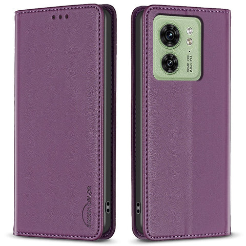BINFEN COLOR BF18 For Motorola Edge 40 5G Leather Flip Cover Auto-absorbed Magnetic Phone Case with Card Holder