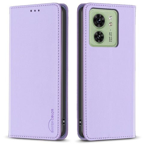 BINFEN COLOR BF18 For Motorola Edge 40 5G Leather Flip Cover Auto-absorbed Magnetic Phone Case with Card Holder